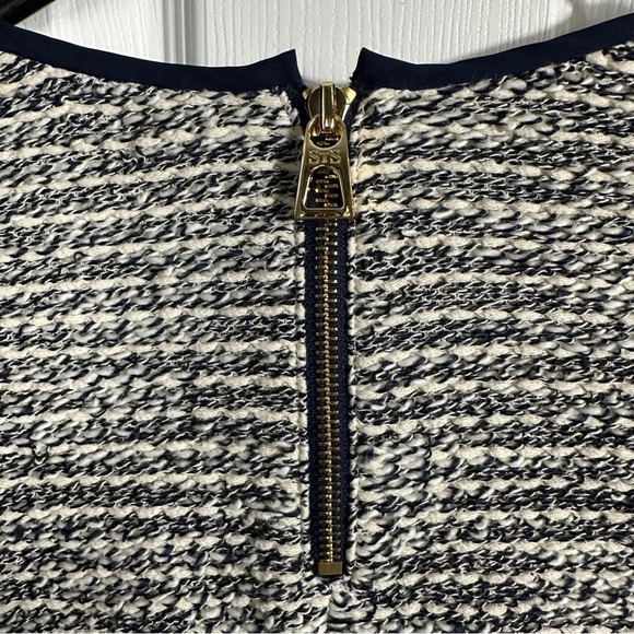 Sail to Sable top size XS, navy/off white with bell sleeves, nubby, nautical - Picture 5 of 8